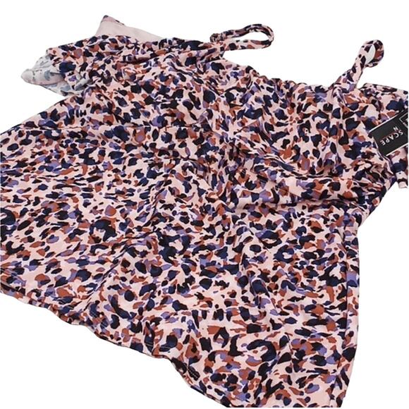 Island Escape Floral Tankini Swim Top Ruffle Off Shoulder Underwire Pink 20W - Picture 3 of 5